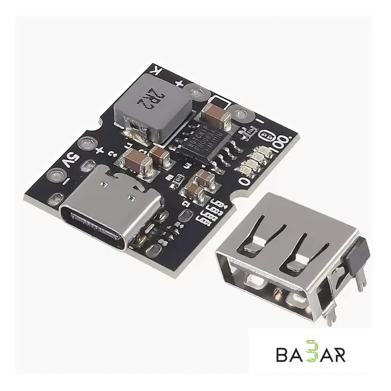 Модуль повербанка MINI Type-C вход / USB-A выход 5V 2A, заряд Li-ion