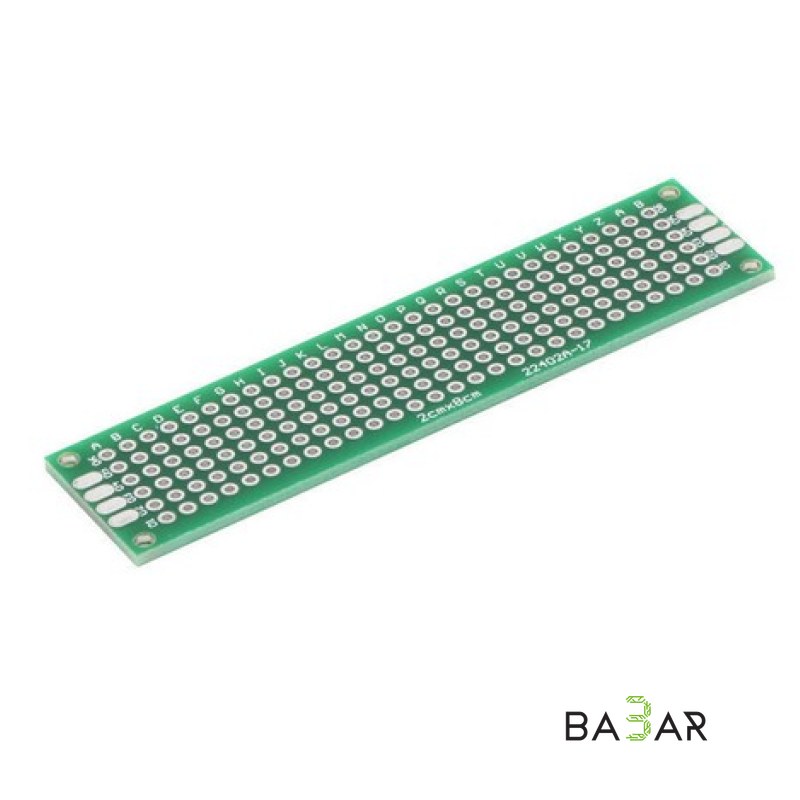 Макетная плата 2x8 см двусторонняя печатная зелёная для пайки и Arduino