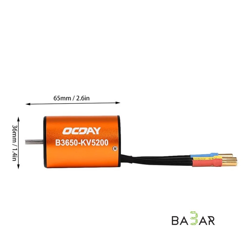 Бесщёточный двигатель OCDAY B3650 5200KV 4P бессенсорный для RC 1:10
