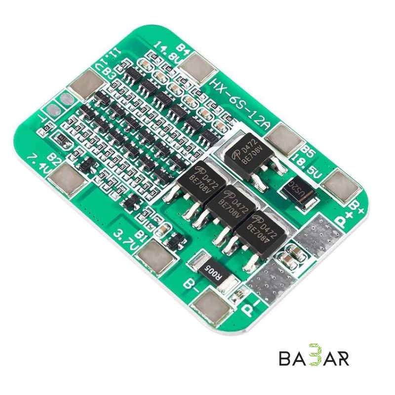 BMS плата 6S 12A 24V для 6 аккумуляторов 18650