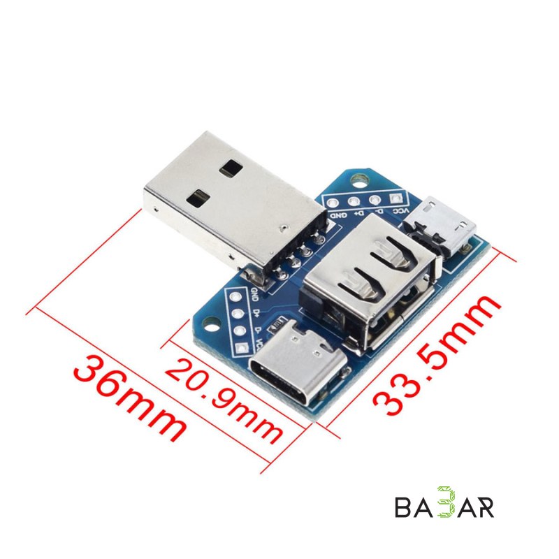 Переходник USB XY-USB4: type-A папа/мама, Micro USB, Type-C, клеммник 4P