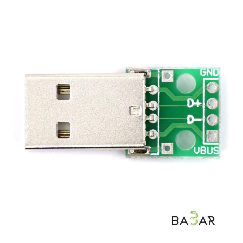 Разъём USB-A на плату, штекер, шаг выводов 2.54 мм