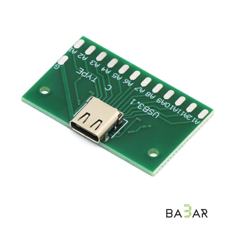 Разъём USB Type-C на плату для монтажа, шаг 2.54 мм