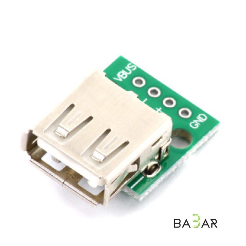 Разъём USB-A на плату, шаг выводов 2.54 мм