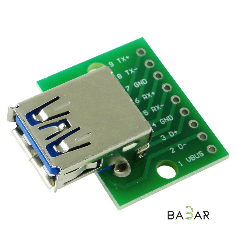 Разъём USB-A 3.0 для монтажа на плату, 9 контактов