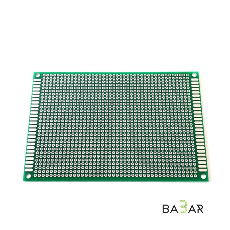 Монтажная плата двухсторонняя 8×12 см, шаг 2,54 мм
