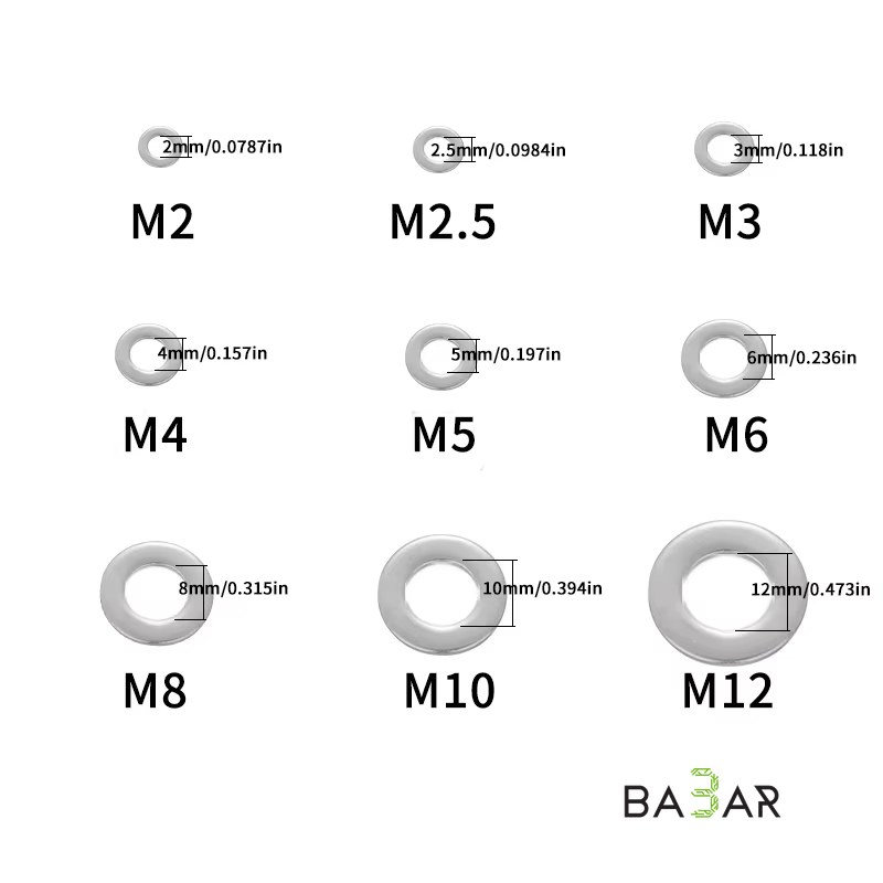 Набор металлических шайб M2–M12, 1240 шт