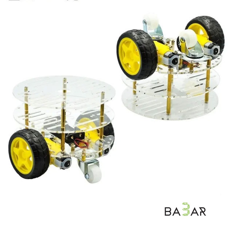 Шасси робота-автомобиля 2WD, круглое, 3 этажа (трёхпалубное)