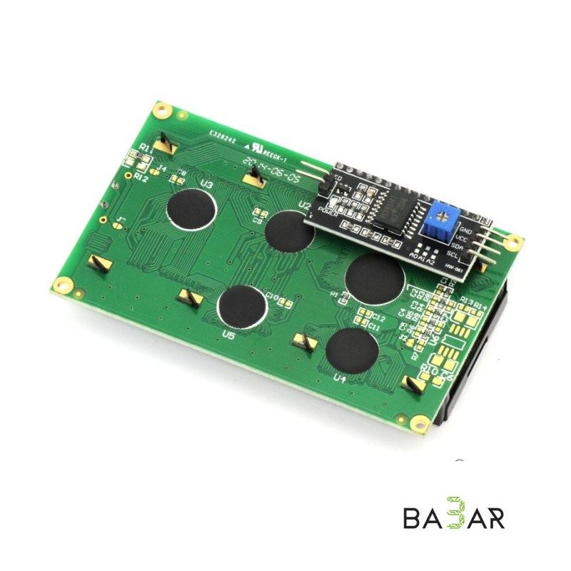 Дисплей LCD2004 с I2C, 20×4 символов, зелёная подсветка