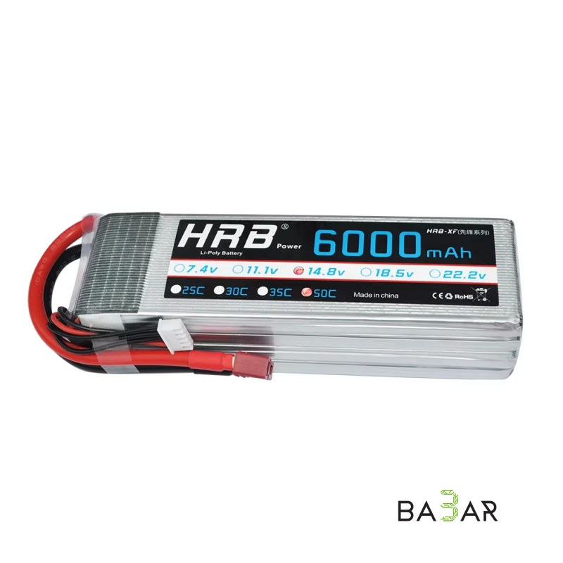 Аккумулятор Li-Po 14.8В 6000мАч 50C 4S, разъём T-plug