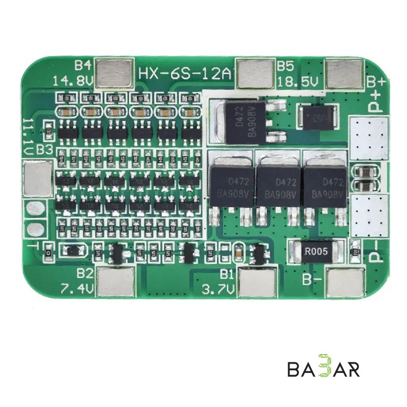 BMS плата 6S 12A 24V для 6 аккумуляторов 18650