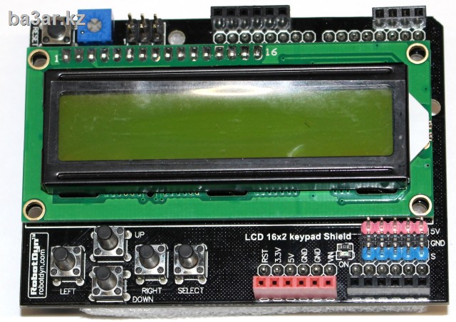 LCD шилд для Arduino, 5 кнопок + LCD1602 (зеленая подсветка)