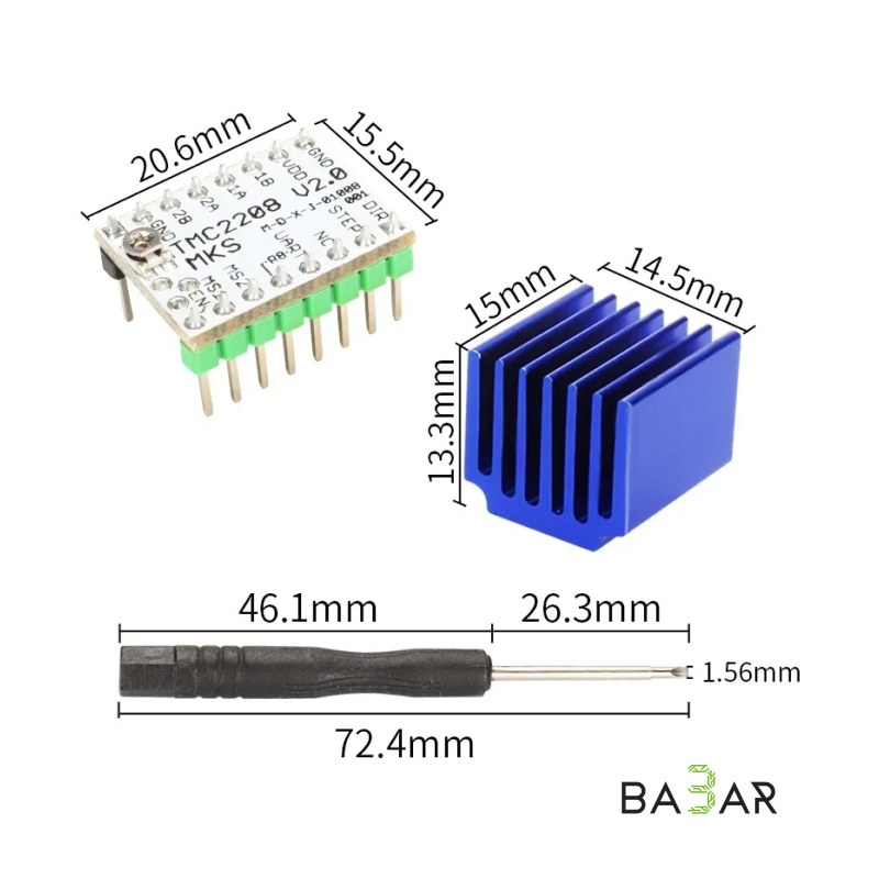 Драйвер шагового двигателя Makerbase MKS TMC2208 V2.0 (UART)