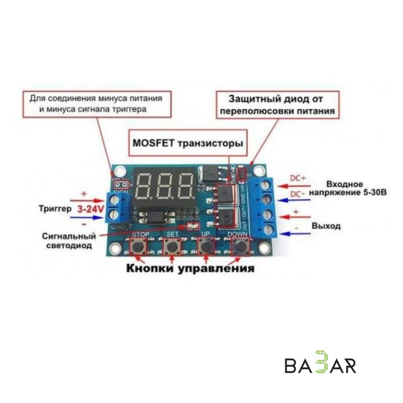 Программируемый циклический таймер XY-J04 HCW-M135 с MOSFET, 5–36В