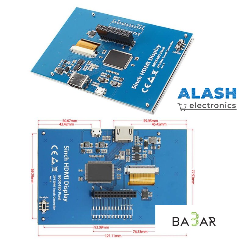 LCD TFT дисплей для Raspberry Pi, диагональ 5 дюймов, разрешение 800*480 точек