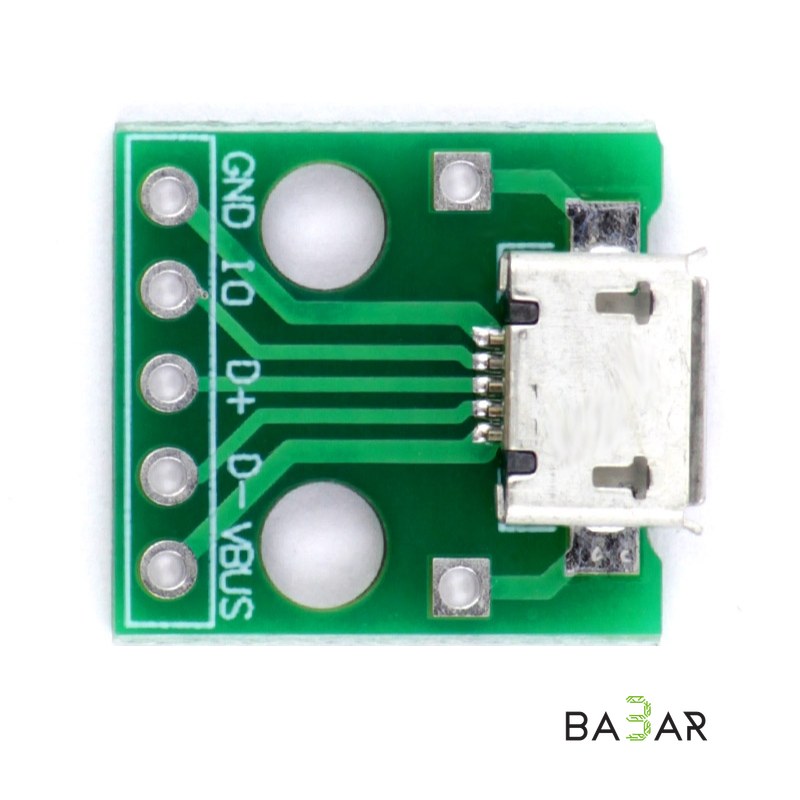 Разъём micro USB на плату, шаг выводов 2.54 мм
