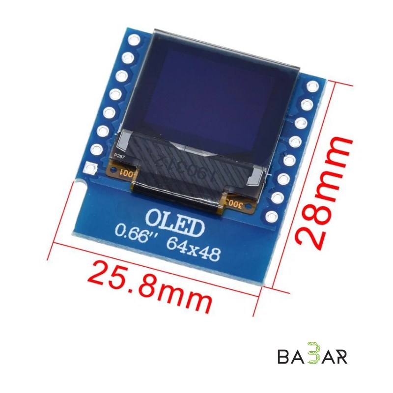 OLED-дисплей 0.66" 64×48 I2C SSD1306 для WeMos D1 mini