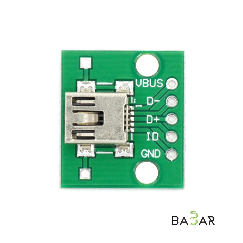 Разъём mini USB на плату, шаг выводов 2.54 мм