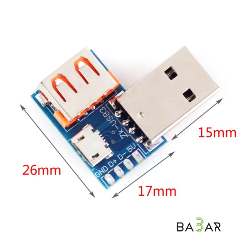 Переходник USB ZK-USB3: type-A папа/мама, Micro USB, клеммник 4P