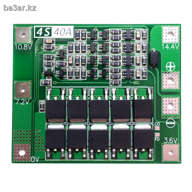 Контроллер заряда разряда PCM BMS 4S max 40A 14.4В-16.8В для 4 Li-Ion аккумуляторов с балансиром