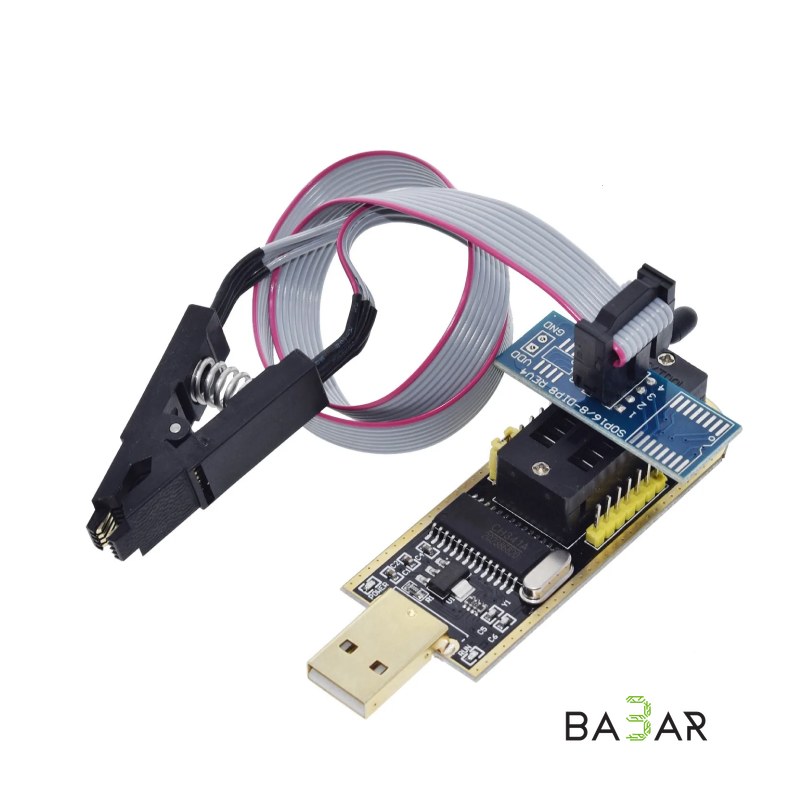Программатор CH341A с прищепкой SOP8 для EEPROM и Flash (USB)