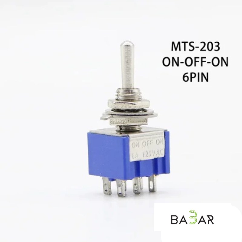 Тумблер MTS-203 ON-OFF-ON металлический — трёхпозиционный переключатель