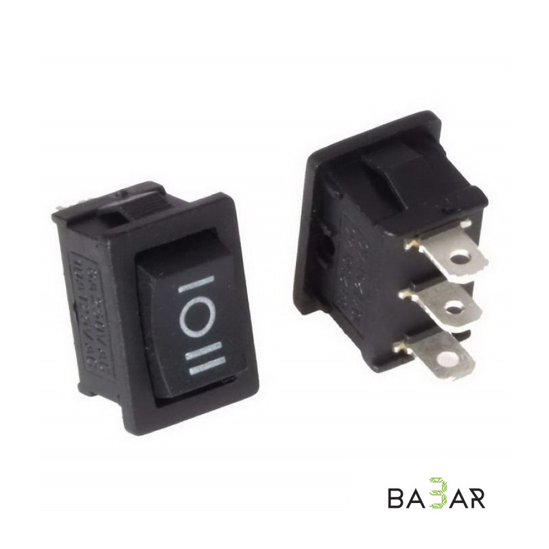 Переключатель клавишный KCD11-101 10×15 мм, 3 контакта 1b/1/1a, чёрный