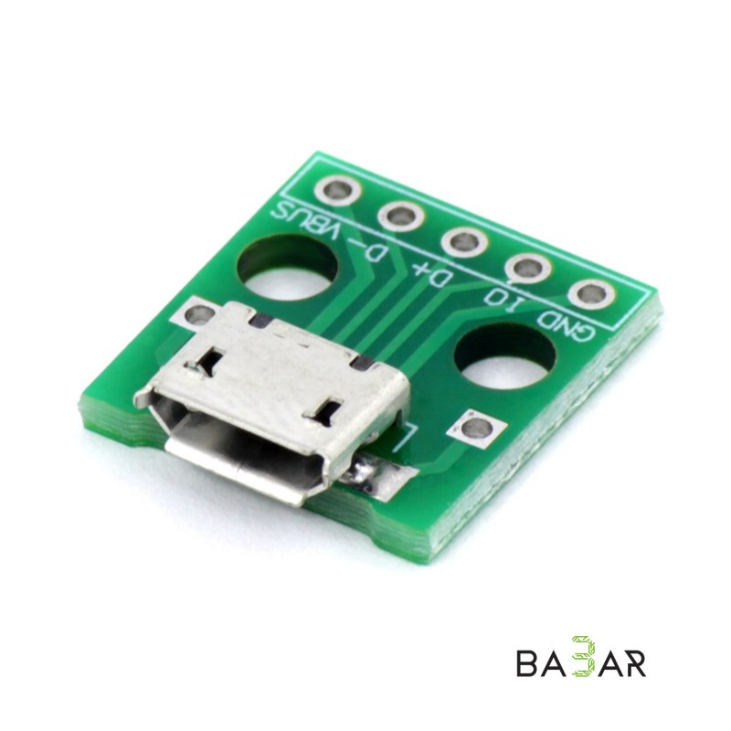 Разъём micro USB на плату, шаг выводов 2.54 мм