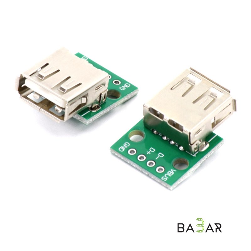 Разъём USB-A на плату, шаг выводов 2.54 мм