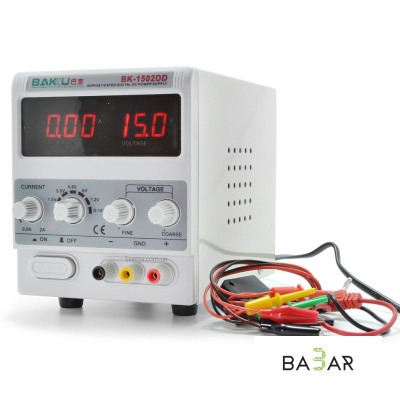 Лабораторный блок питания Baku BK-1502DD, 0-15 В 0-2 А