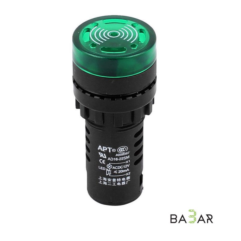 Светозвуковой индикатор AD16-22SM, 220 В, зелёный, IP65