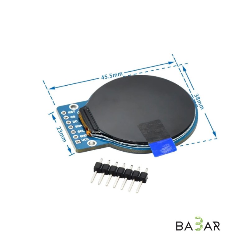 Круглый TFT-дисплей 1.28" 240x240 на GC9A01, SPI, IPS — для Arduino и STM32