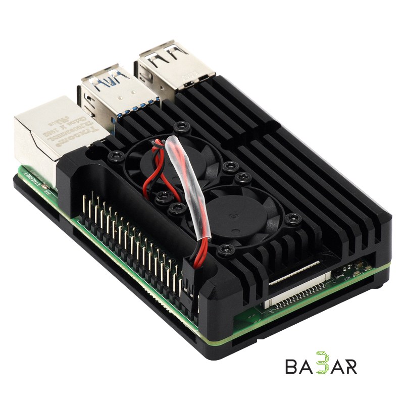 Алюминиевый корпус для Raspberry Pi 4 с двумя кулерами