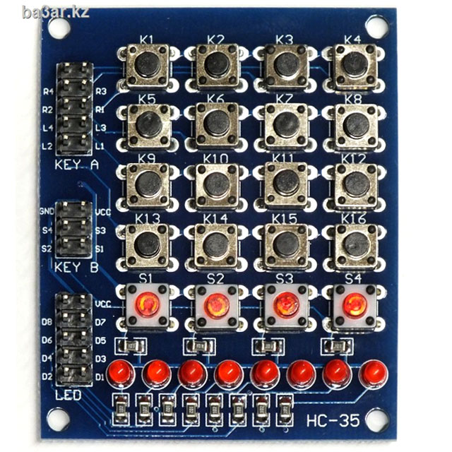 Матричная клавиатура 4х4 кнопки + 4 кнопки + 8 LED