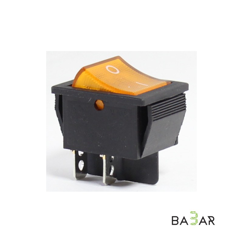 Клавишный переключатель KCD4 16 А 250 В AC, 4 контакта, оранжевый 25×31