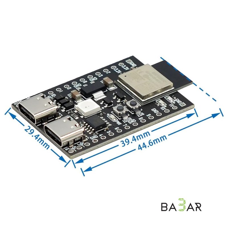 Плата разработки ESP32-C3 с Wi-Fi и Bluetooth 5 (LE), два порта USB Type-C