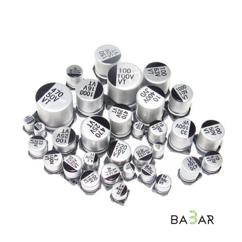 Набор SMD электролитических конденсаторов, 24 номинала, 1–1000 мкФ, 400 шт