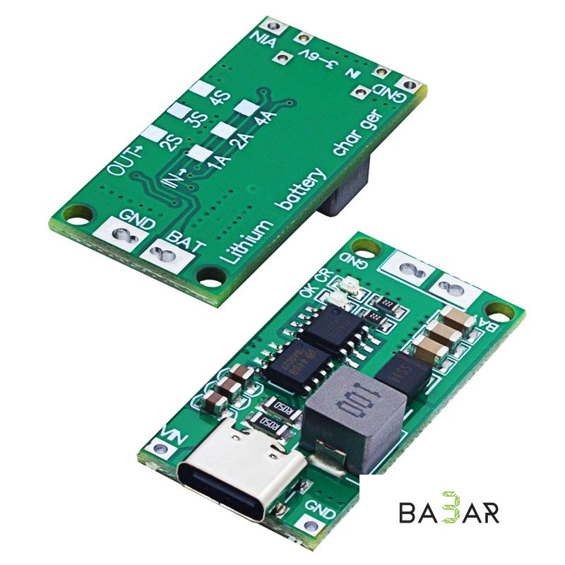 Зарядный модуль USB-C для Li-Ion/Li-Po 1S–4S — ток 1A/2A/4A с защитой