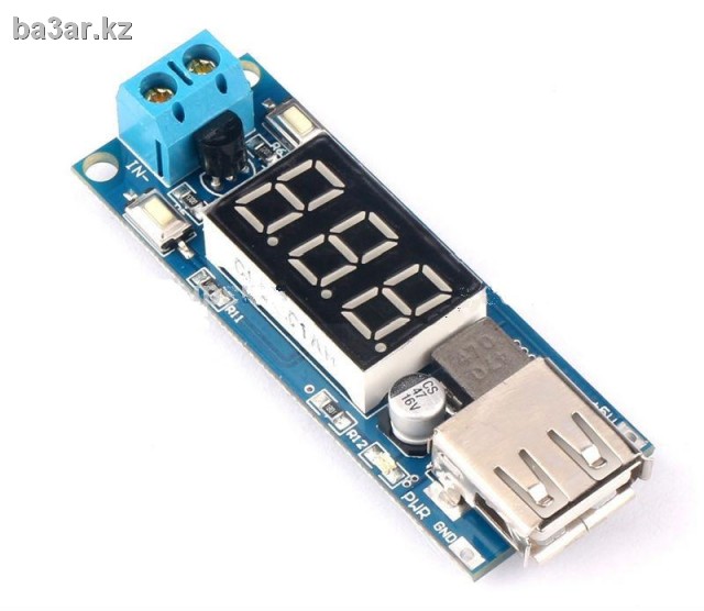 Понижающий DC-DC преобразователь, USB 5V, до 2А, с дисплеем