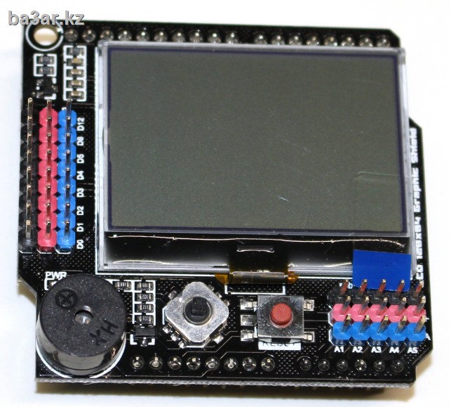 Графический, LCD 128x64, шилд для Arduino + Buzzer и джойстик