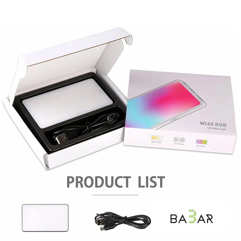 Видеосвет W140 RGB LED, CRI 95+, 2500–9000K, аккумулятор