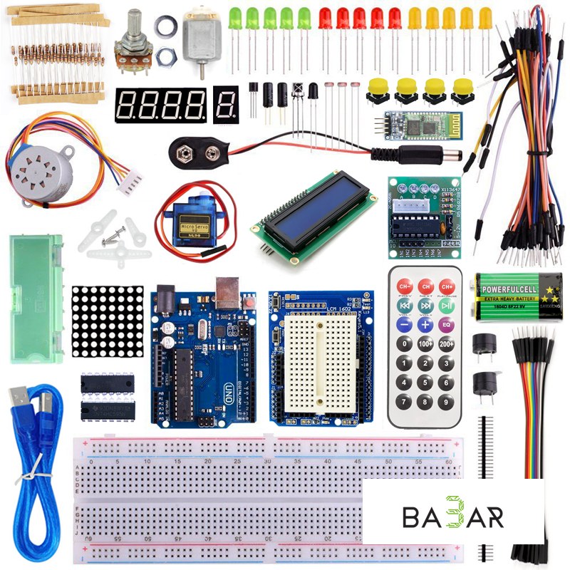 Arduino Стартовый набор «Синий»: Uno R3, Bluetooth HC-06, датчики