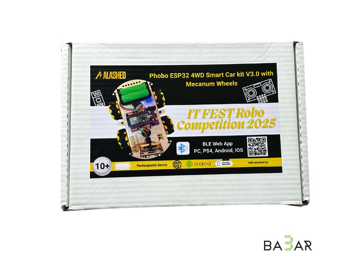 Набор робота-машинки Phobo ESP32 4WD BT Smart Car kit V3.0 с колёсами Mecanum