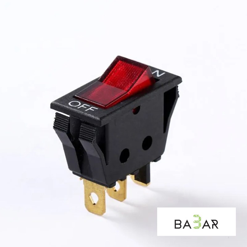 Клавишный переключатель KCD3 ON-OFF красный, 16А 250В AC, 3P