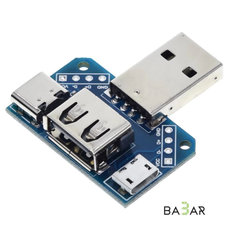 Переходник USB XY-USB4: type-A папа/мама, Micro USB, Type-C, клеммник 4P