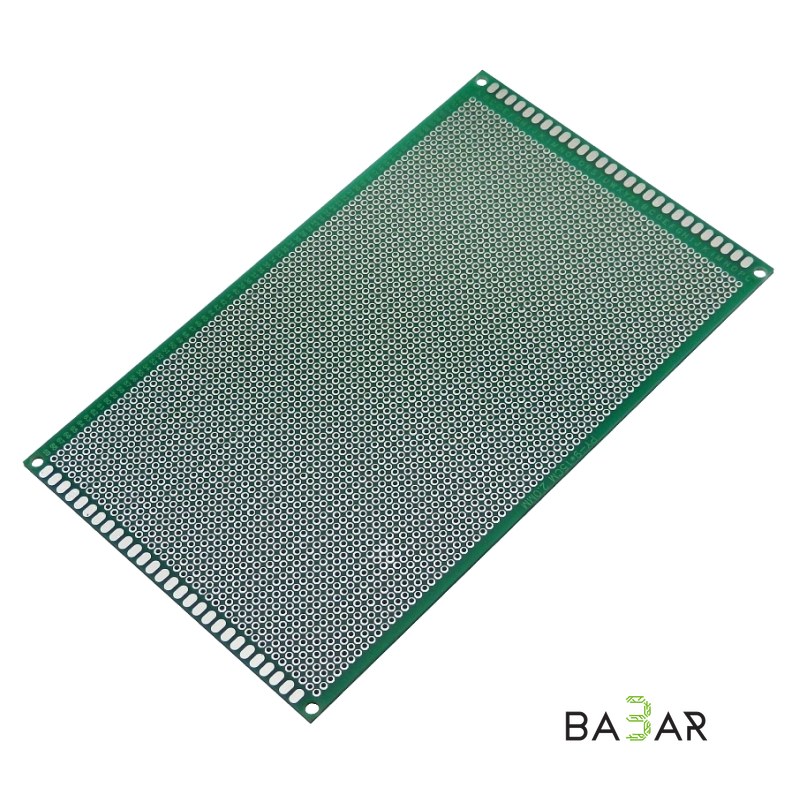 Двусторонняя макетная печатная плата 20x30 см, шаг 2.54 мм, зелёная