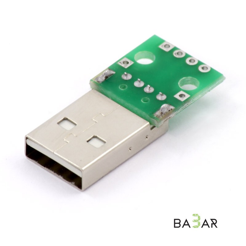 Разъём USB-A на плату, штекер, шаг выводов 2.54 мм