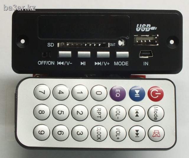 Автомобильный MP3 модуль (USB, Bluetooth, радио, часы, ИК пульт)