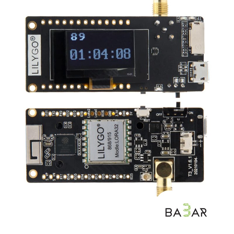 Плата LILYGO LoRa32 ESP32 868 МГц с OLED 0.96", Wi-Fi, Bluetooth и SD
