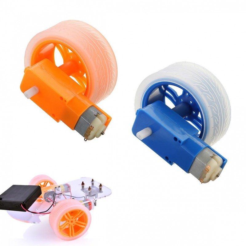 3-6 В TT мотор + резиновое колесо синего/оранжевого цвета DIY Kit для Arduino умное шасси автомобильные аксессуары